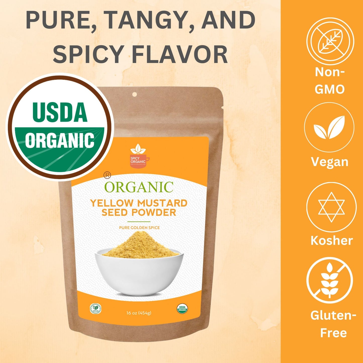 Organic Indian Yellow Mustard Seed Powder- Certified USDA Organic - Ground from Dried Organic Seeds
